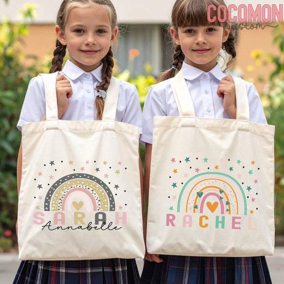 Rainbow Name Tote Bag — Personalized Kids Gift (030)