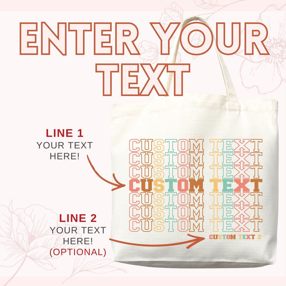 Custom Text Tote Bag — Personalized Gift (001)
