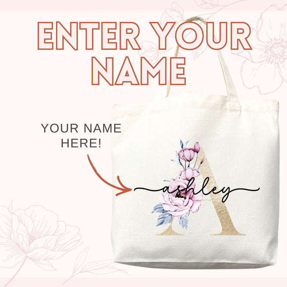 Monogram Name Tote Bag — Personalized Gift (004)
