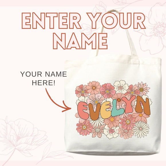 Wildflower Name Tote Bag — Personalized Gift (013)