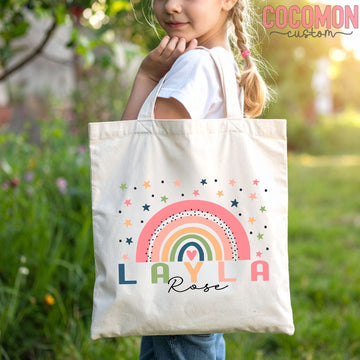 Rainbow Name Tote Bag — Personalized Kids Gift (030) - 0