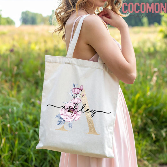 Monogram Name Tote Bag — Personalized Gift (004)