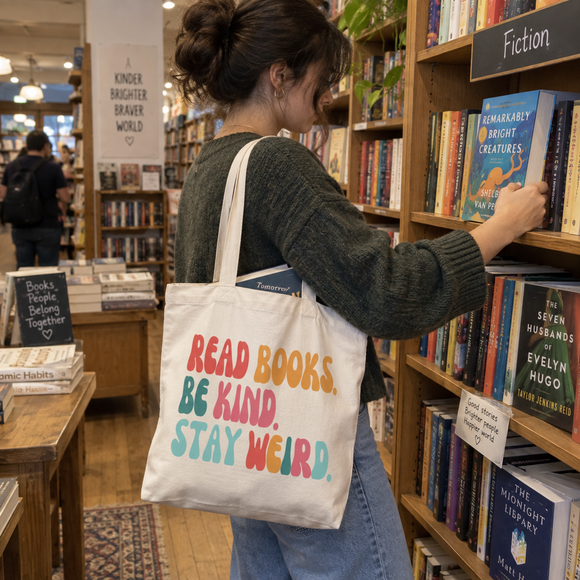 Read Books Be Kind Stay Weird Tote Bag, photo 3