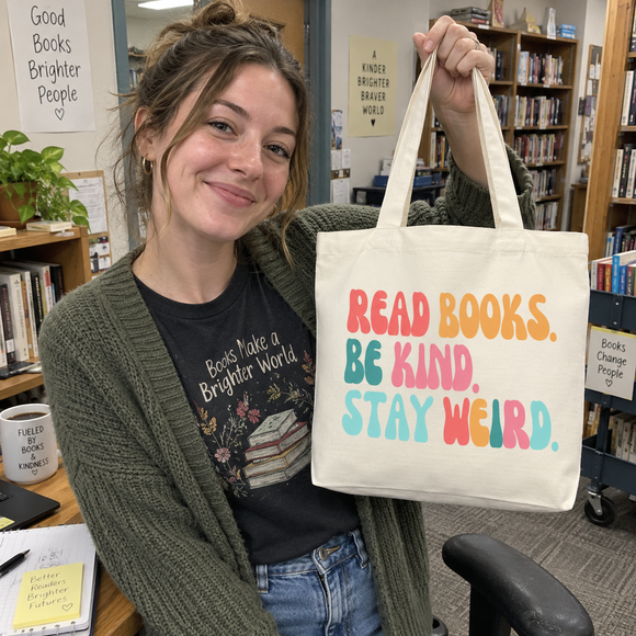 Read Books Be Kind Stay Weird Tote Bag, photo 4