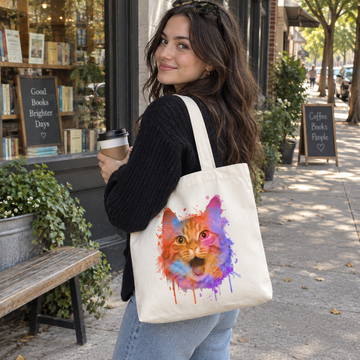 Watercolor Orange Cat Tote Bag, photo 2