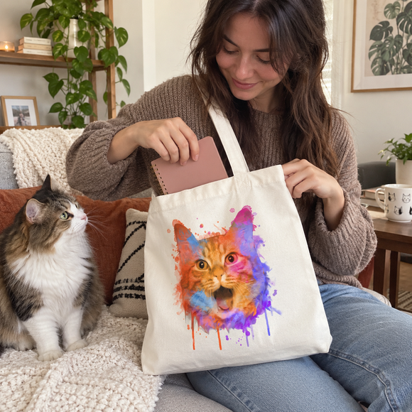 Watercolor Orange Cat Tote Bag, photo 3