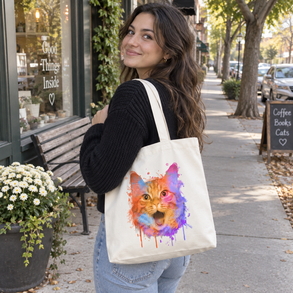 Watercolor Orange Cat Tote Bag, photo 5