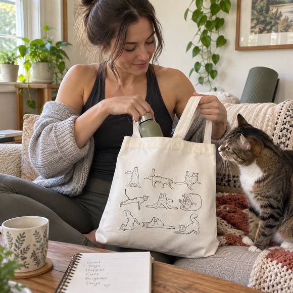 Yoga Cats Line Art Tote Bag, photo 4