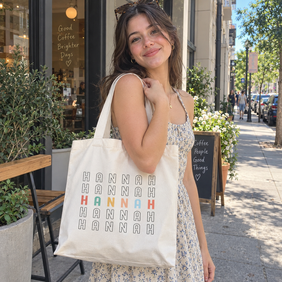 Personalized Repeating Name Tote Bag, photo 3