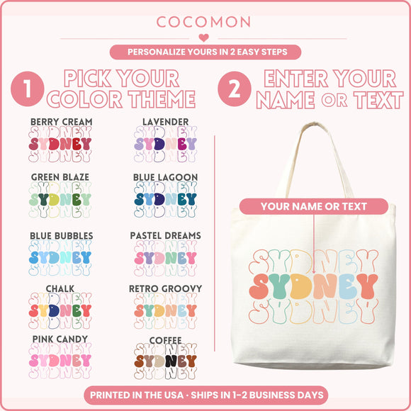 Personalized Stacked Bubble Name Tote Bag, photo 5