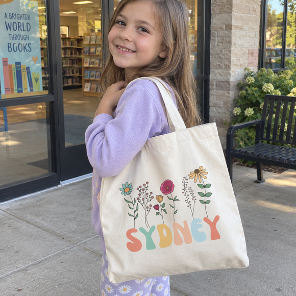 Personalized Wildflower Name Tote Bag, photo 3