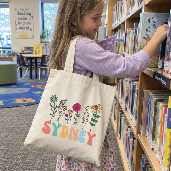 Personalized Wildflower Name Tote Bag, photo 4