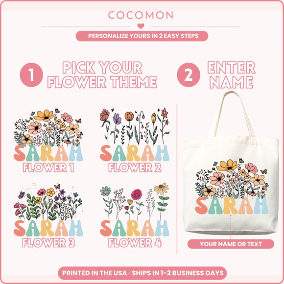 Personalized Wildflower Name Tote Bag, photo 5