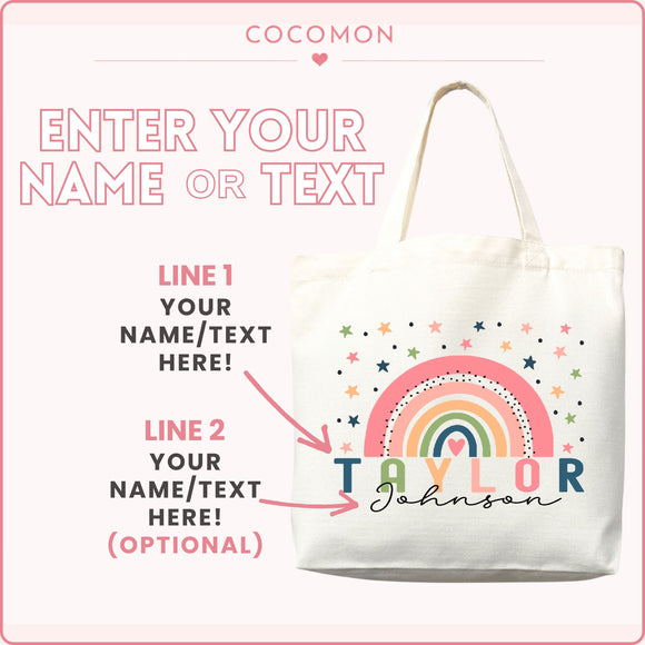 Personalized Boho Rainbow Name Tote Bag, photo 7