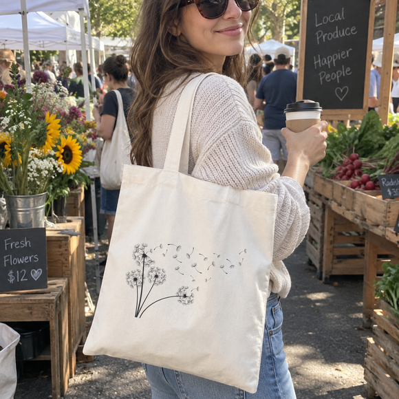 Dandelion Line Art Tote Bag, photo 2