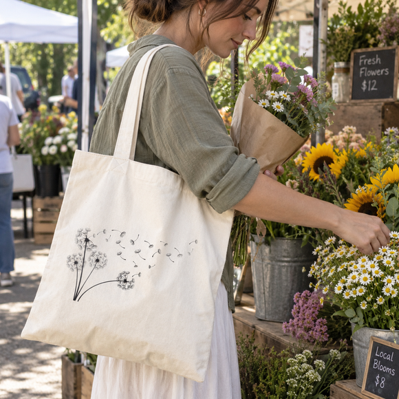 Dandelion Line Art Tote Bag, photo 4