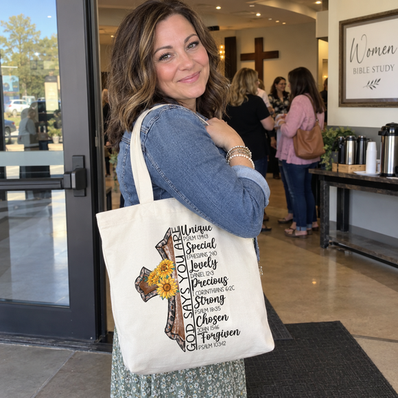 God Says You Are Tote Bag, view 2