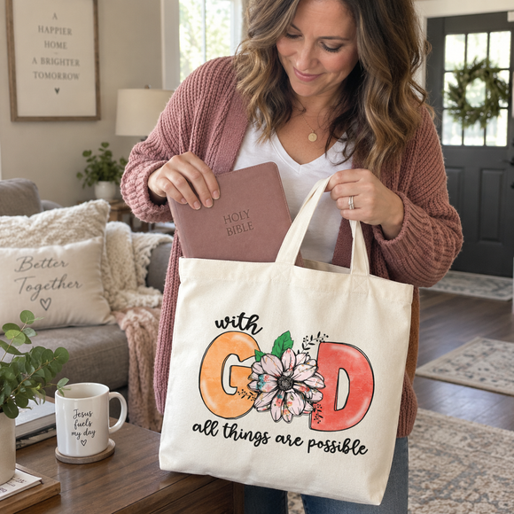 With God All Things Are Possible Tote Bag, photo 4