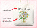Birth Flower Name Tote Bag — Personalized Gift (088)-2