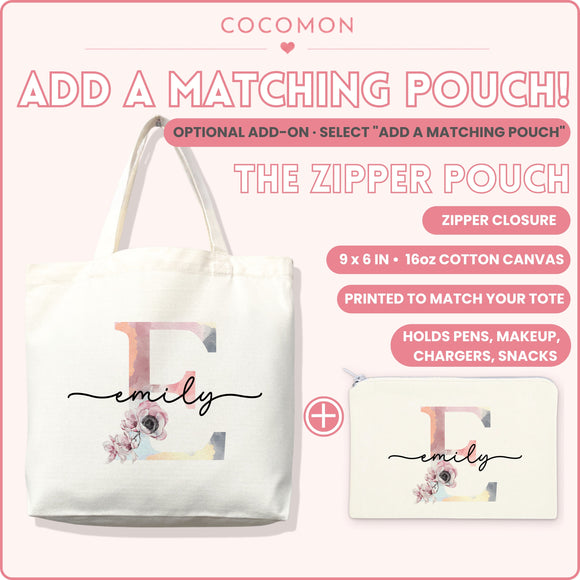 Personalized Pink Floral Monogram Tote Bag, photo 8