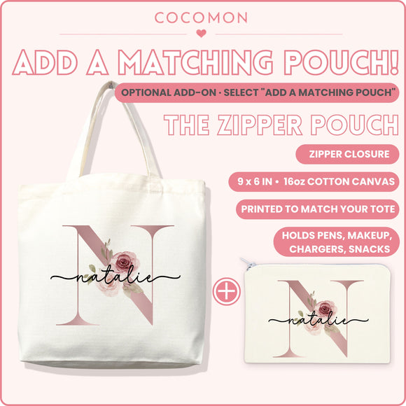 Personalized Blush Rose Monogram Tote Bag, photo 8
