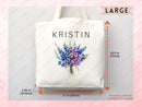 Birth Flower Name Tote Bag — Personalized Gift (088)-7