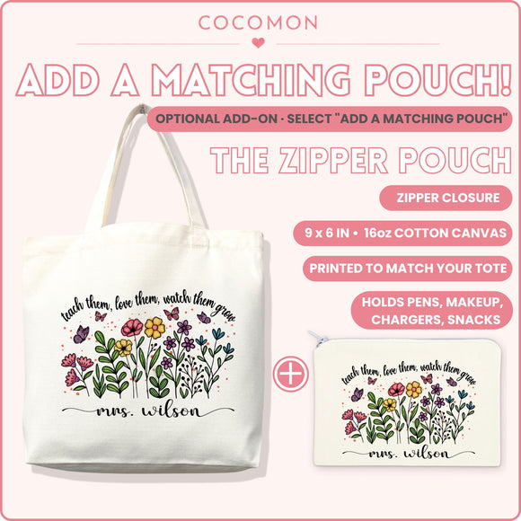 Personalized Wildflower Teacher Tote Bag, photo 8