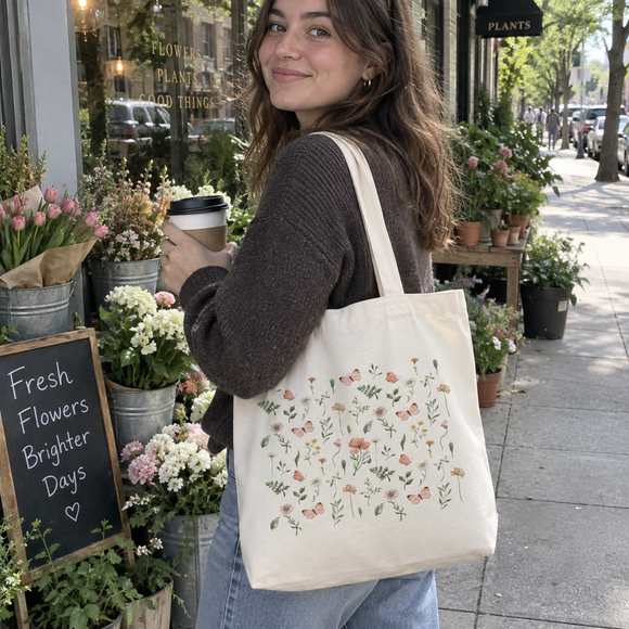 Wildflower Butterfly Pattern Tote Bag, photo 3