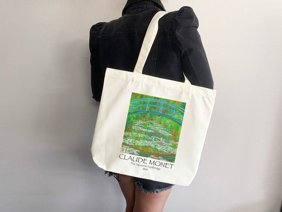 Monet Tote Bag, Artsy Tote Bag, Art Tote Bag, Artsy Tote, Art Bag, Monet Bag, Aesthetic Bag, Monet Tote,Monet Gift,Monet Japanese Footbridge