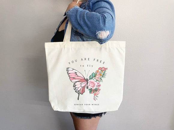 Butterfly Tote Bag, Artsy Tote Bag, Art Tote Bag, Inspirational Tote Bag, Everyday Bag, Shoulder Bag, Canvas Tote, Canvas Bag, Cute Tote Bag