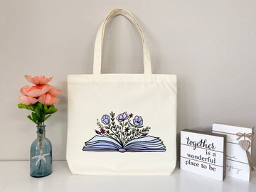 Floral Tote Bag, Artsy Tote Bag, Cute Tote Bag, Book Lovers Tote,Everyday Bag,Shoulder Bag,Canvas Tote,Cute Tote Bag,Reusable Bag,School Bag