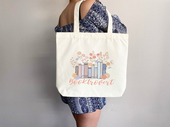 Booktrovert Tote Bag, Book Lovers Tote, Gift for Book Lover, Gift For Bookworms, Gift For Teachers, Readers' Tote,Library Tote,aesthetic bag