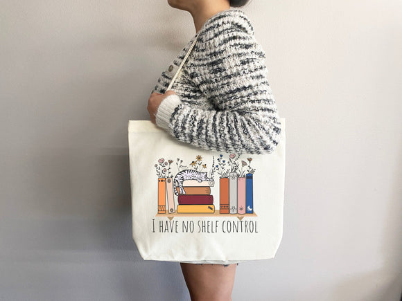 I Have No Shelf Control Tote Bag, Book Lovers Tote, Gift for Book Lover, Gift For Bookworms, Gift For Teachers, Readers' Tote, Library Tote