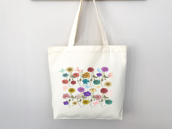 Floral Tote Bag flower tote bag canvas eco friendly bag aesthetic tote reusable bag vintage bag gift for plant lover tote flower bag cute