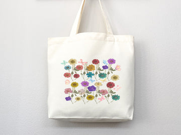 Floral Tote Bag flower tote bag canvas eco friendly bag aesthetic tote reusable bag vintage bag gift for plant lover tote flower bag cute