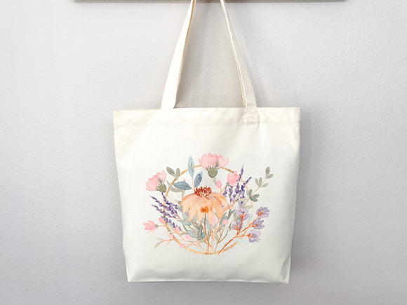 Floral Tote Bag flower tote bag canvas eco friendly bag aesthetic tote reusable bag vintage bag gift for plant lover tote flower bag cute