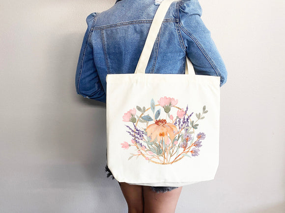 Floral Tote Bag flower tote bag canvas eco friendly bag aesthetic tote reusable bag vintage bag gift for plant lover tote flower bag cute