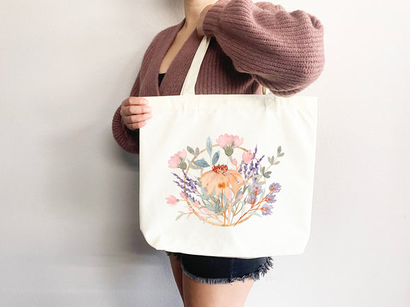 Floral Tote Bag flower tote bag canvas eco friendly bag aesthetic tote reusable bag vintage bag gift for plant lover tote flower bag cute