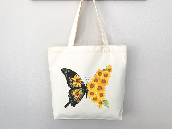 Butterfly Tote Floral Bag flower tote canvas bag eco friendly bag aesthetic tote bag reusable bag gift for plant lover tote flower bag cute