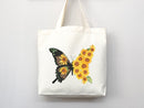 Butterfly Tote Floral Bag flower tote canvas bag eco friendly bag aesthetic tote bag reusable bag gift for plant lover tote flower bag cute