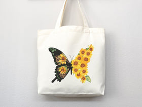 Butterfly Sunflower Tote Bag — Floral Gift (001)