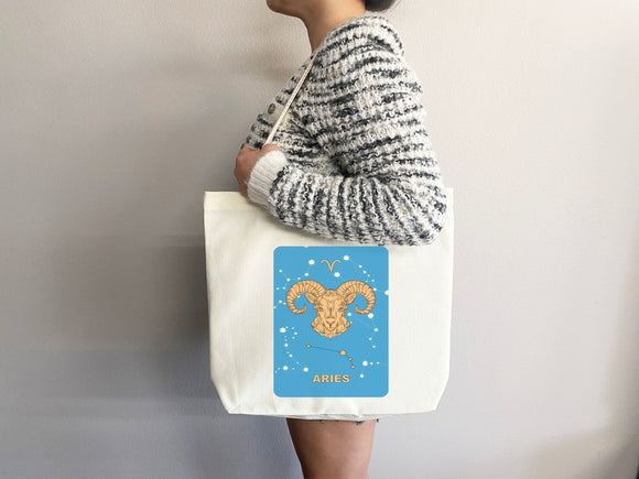 Zodiac Sign Tote Bag, Artsy Tote Bag, Cute Tote Bag, Custom Tote Bag, Everyday Bag, Shoulder Bag, Canvas Tote, Canvas Bag, Horoscope Bag,