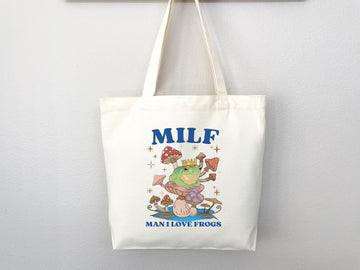 Frog Lover Bag Mushroom Tote bag cottagecore bag canvas tote bag aesthetic tote mushroom gift nature lover gift frog lover gift frog tote