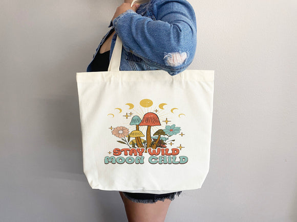Mushroom Tote bag Celestial bag cottagecore bag canvas bag aesthetic tote mushroom gift cute tote bag fairycore nature lover gift moon gift
