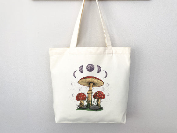 Mushroom Tote bag Celestial bag cottagecore bag canvas bag aesthetic tote mushroom gift cute tote bag fairycore nature lover gift moon gift