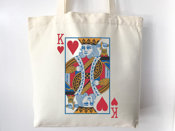 King of Hearts Bag Canvas Tote Bag Everyday Tote Bag Eco Friendly Bag Aesthetic Tote Shopper Bag Reusable Grocery Bag Cute Tote Bag Boho Bag