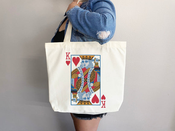 King of Hearts Bag Canvas Tote Bag Everyday Tote Bag Eco Friendly Bag Aesthetic Tote Shopper Bag Reusable Grocery Bag Cute Tote Bag Boho Bag