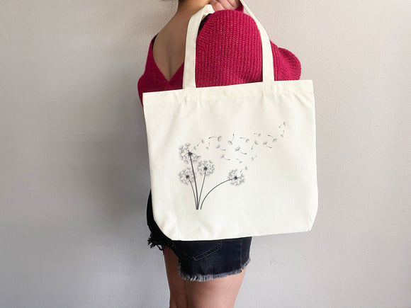 Dandelion Tote Bag, flower tote bag, tote bag canvas, eco friendly bag, aesthetic tote, reusable bag, floral tote bag,plant lover,flower bag