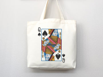Queen of Spade Bag Canvas Tote Bag Everyday Tote Bag Eco Friendly Bag Aesthetic Tote Shopper Bag Reusable Grocery Bag Cute Tote Bag Boho Bag