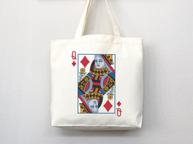 Queen of Diamonds Tote Bag — Playing Card Gift (004)